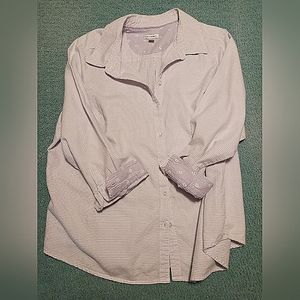 Croft & Barrow light pastel purple and white stripes womens button down shirt 1X